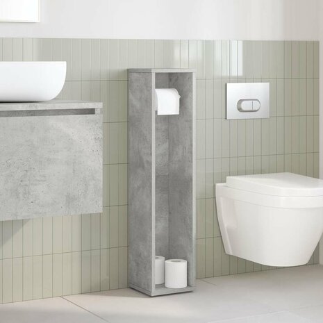 Badkamerkast met rolhouder betongrijs 20,5x20x90 cm 3
