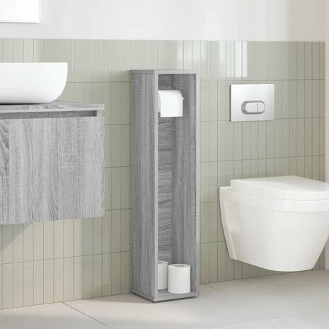 Badkamerkast met rolhouder grijs Sonoma 20,5x20x90 cm 3