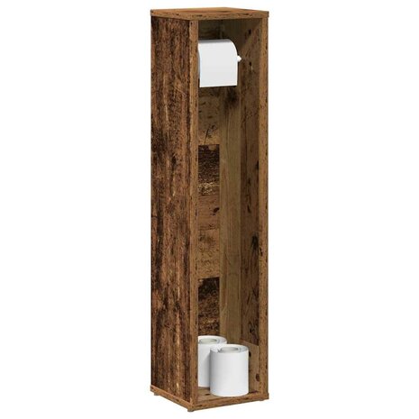 Badkamerkast met rolhouder oud hout 20,5x20x90 cm 1