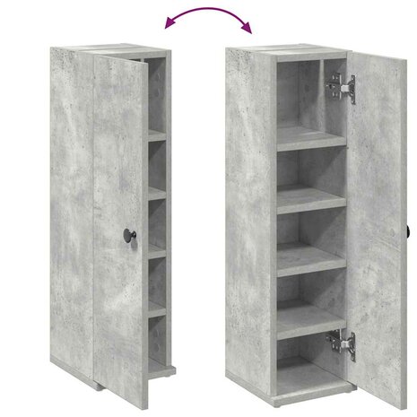 Badkamerkast met rolhouder 20,5x22x72 cm betongrijs 8