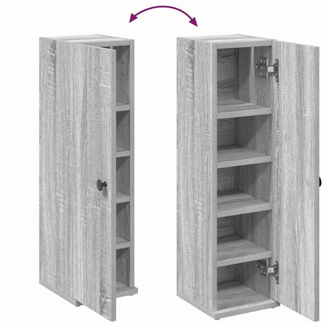 Badkamerkast met rolhouder 20,5x22x72 cm grijs sonoma eiken 8