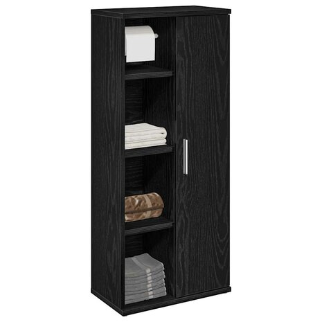 Badkamerkast met rolhouder 39x22x90 cm zwart 1
