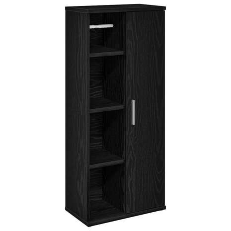 Badkamerkast met rolhouder 39x22x90 cm zwart 2