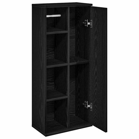 Badkamerkast met rolhouder 39x22x90 cm zwart 5