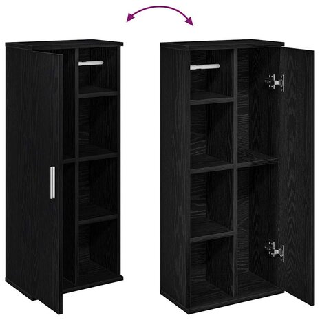 Badkamerkast met rolhouder 39x22x90 cm zwart 8