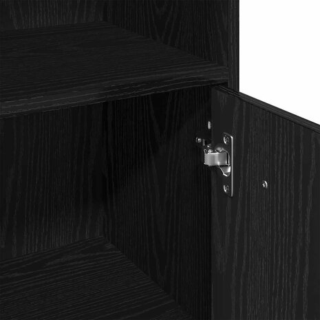 Badkamerkast Zwart Eiken 30x30x95 cm Bewerkt Hout 9