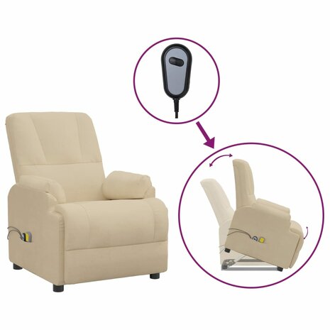 Sta-op-massagestoel kunstsuède crèmekleurig 2