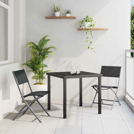 3-delige tuinset zwart textileen en staal 1