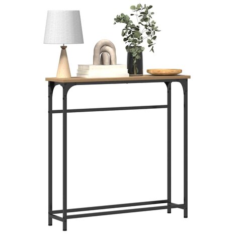 Wandtafel 75x19,5x75 cm bewerkt hout en staal artisanaal eiken 2