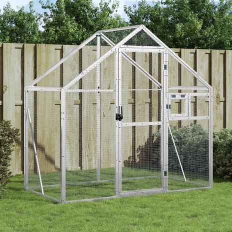Volière 179x100x185 m aluminium zilverkleurig 1