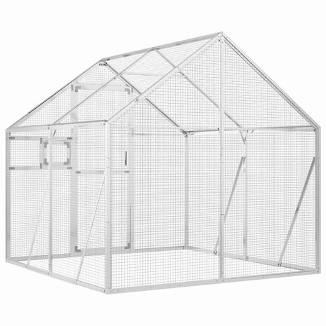 Volière 1,79x2x1,85 m aluminium zilverkleurig 5