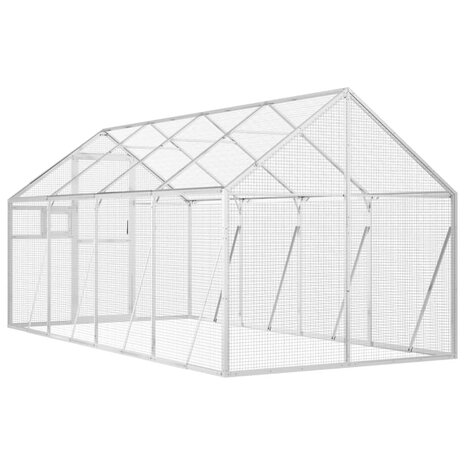 Volière 1,79x4x1,85 m aluminium zilverkleurig 5