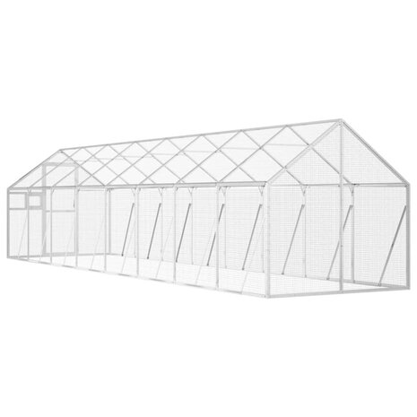Volière 1,79x8x1,85 m aluminium zilverkleurig 5