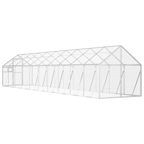 Volière 1,79x10x1,85 m aluminium zilverkleurig 5