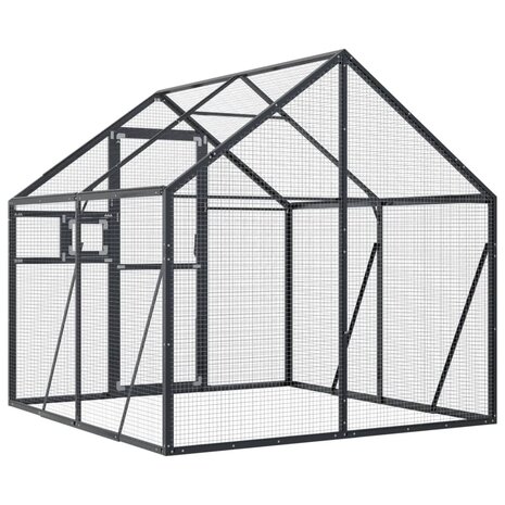 Volière 1,79x2x1,85 m aluminium antracietkleurig 5