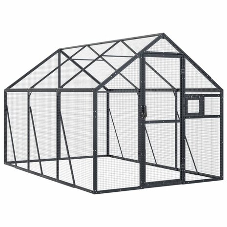 Volière 1,79x3x1,85 m aluminium antracietkleurig 2