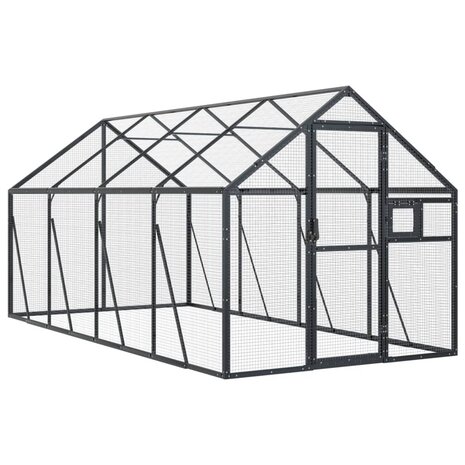 Volière 1,79x4x1,85 m aluminium antracietkleurig 2