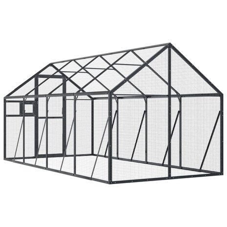 Volière 1,79x4x1,85 m aluminium antracietkleurig 5
