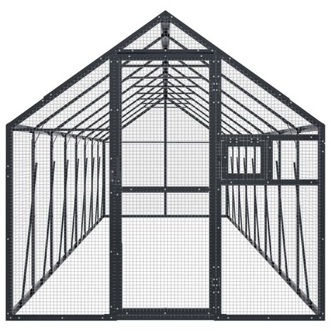 Volière 1,79x8x1,85 m aluminium antracietkleurig 3