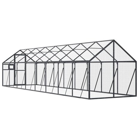 Volière 1,79x8x1,85 m aluminium antracietkleurig 5