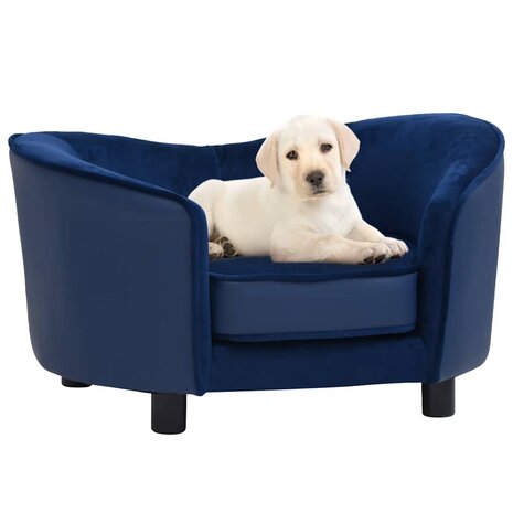 Hondenbank 69x49x40 cm pluche en kunstleer blauw 1