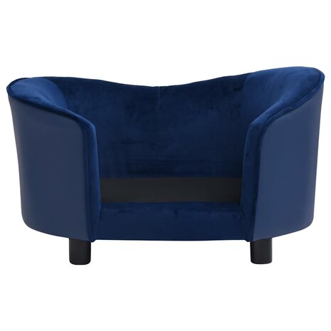 Hondenbank 69x49x40 cm pluche en kunstleer blauw 4