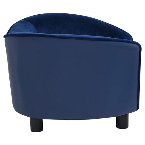 Hondenbank 69x49x40 cm pluche en kunstleer blauw 5