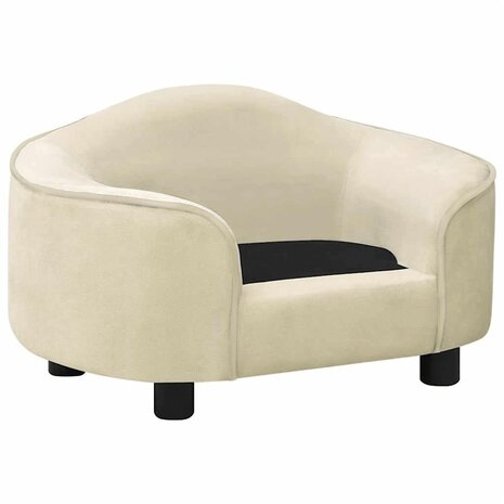 Hondenbank 67x47x36 cm pluche crèmekleurig 2