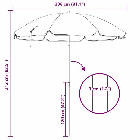 Strandparasol Groen 206 x 206 x 212 cm Polyester, Metaal 8