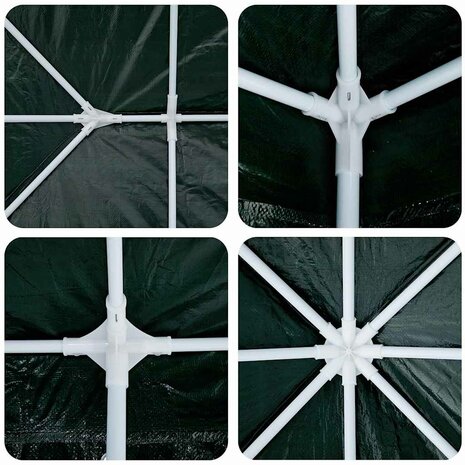 Partytent Groen en Wit 400 x 400 x 266 cm Polyester en staal 6