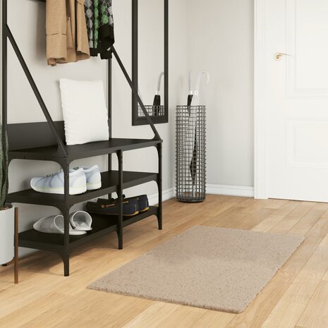 Vloerkleed HUARTE laagpolig zacht wasbaar 60x110 cm zandkleurig 1