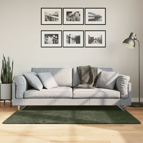 Vloerkleed HUARTE laagpolig zacht wasbaar 80x150 cm bosgroen 1
