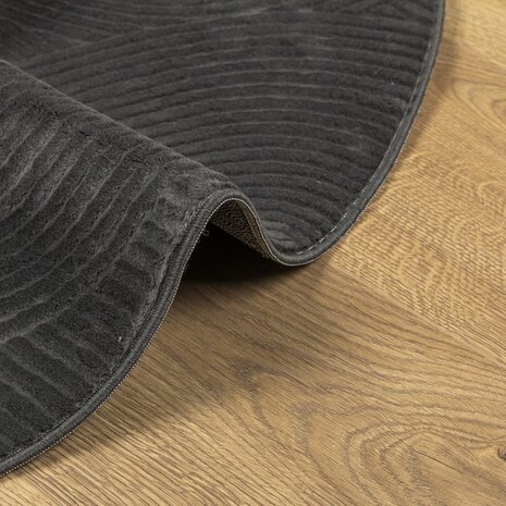 Vloerkleed IZA laagpolig Scandinavisch Ø 80 cm antraciet 6