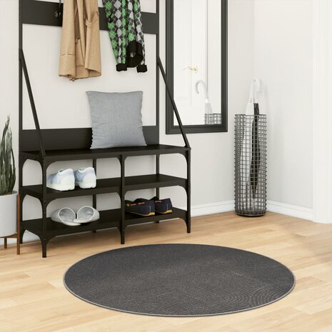 Vloerkleed IZA laagpolig Scandinavisch Ø 100 cm antraciet 1