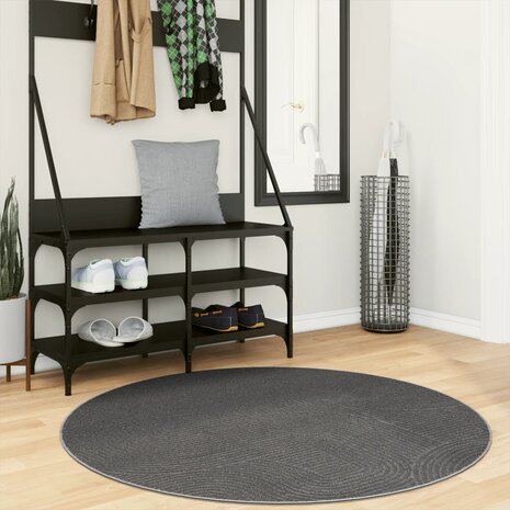 Vloerkleed IZA laagpolig Scandinavisch Ø 120 cm antraciet 1