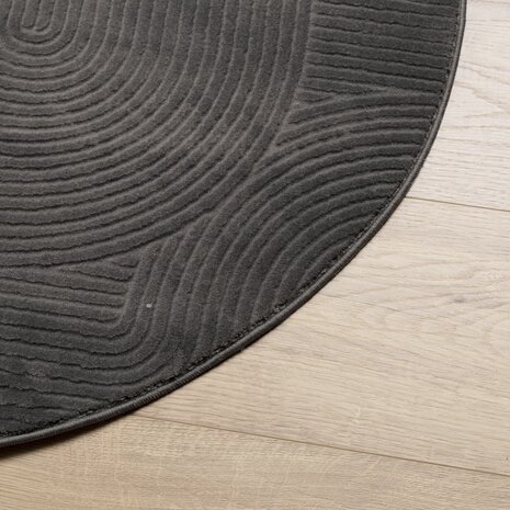Vloerkleed IZA laagpolig Scandinavisch Ø 120 cm antraciet 4