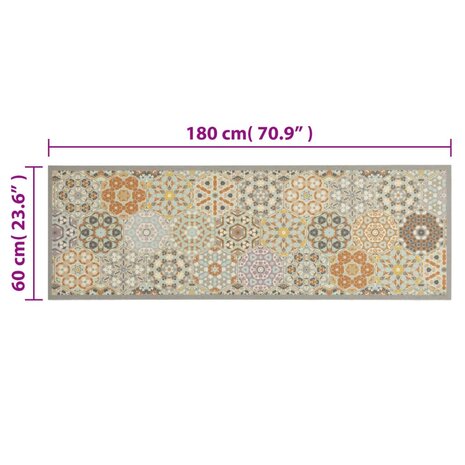 Keukenmat wasbaar zeshoekpastelprint 60x180 cm fluweel 5