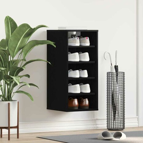 Schoenenkast met plank Zwart eiken 32 x 35 x 70 cm Bewerkt hout 5
