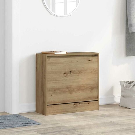 Schoenenkast met opslag artisanaal eikenkleurig 60 x 21 x 57 cm 1
