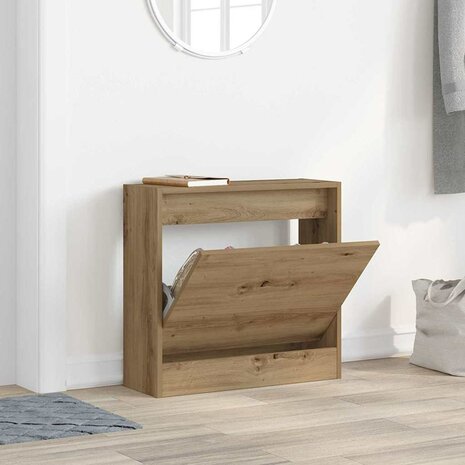 Schoenenkast met opslag artisanaal eikenkleurig 60 x 21 x 57 cm 4