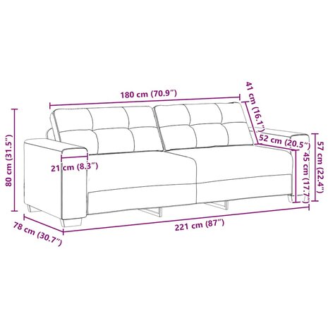 3-zitsbank donkergrijs 180 cm fluweel 9