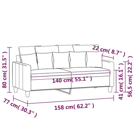 Tweezitsbank 140 cm stof wijnrood 8