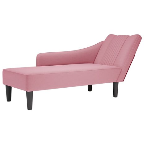 Chaise longue met rechterarmleuning fluweel roze 1
