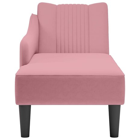 Chaise longue met rechterarmleuning fluweel roze 4