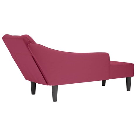 Chaise longue met rechterarmleuning fluweel wijnrood 6