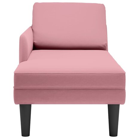 Chaise longue met kussen en rechterarmleuning fluweel roze 4