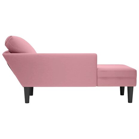 Chaise longue met kussen en rechterarmleuning fluweel roze 5