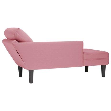 Chaise longue met kussen en rechterarmleuning fluweel roze 6