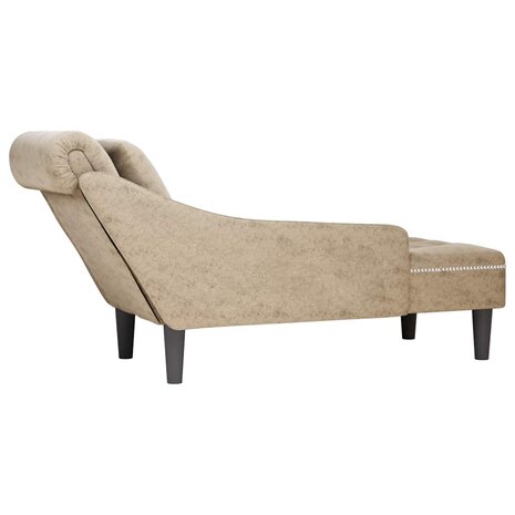 Chaise longue met kussen&rechterarmleuning kunstleer lichtgrijs 6