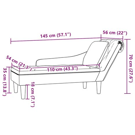 Chaise longue met kussen&rechterarmleuning kunstleer lichtgrijs 9